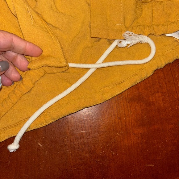 DÈLUC Yellow Button‎ Up Crop Jacket XS Drawstring Lightweight Cotton Blend - Picture 6 of 13